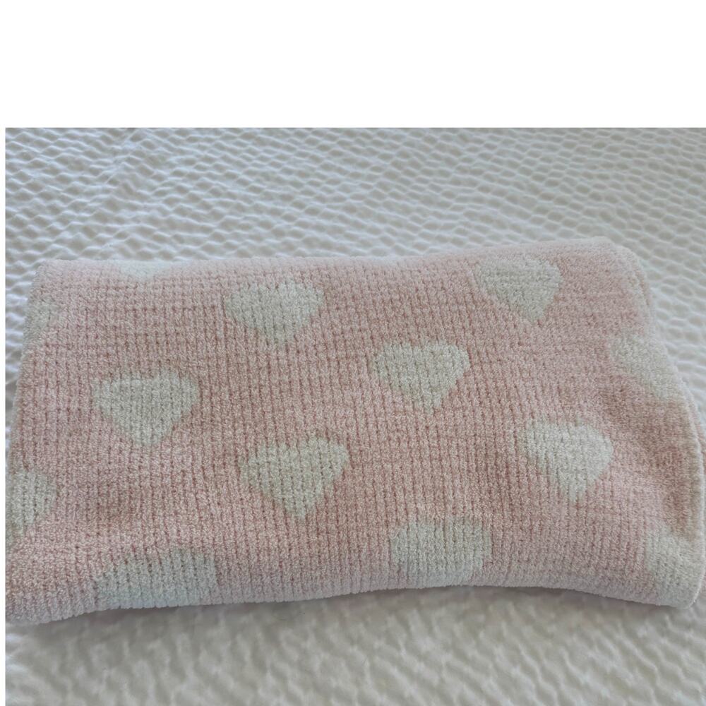 Tadpoles Baby Blanket Pink Hearts Chenille Plush Stroller Crib Lovey Baby Girl